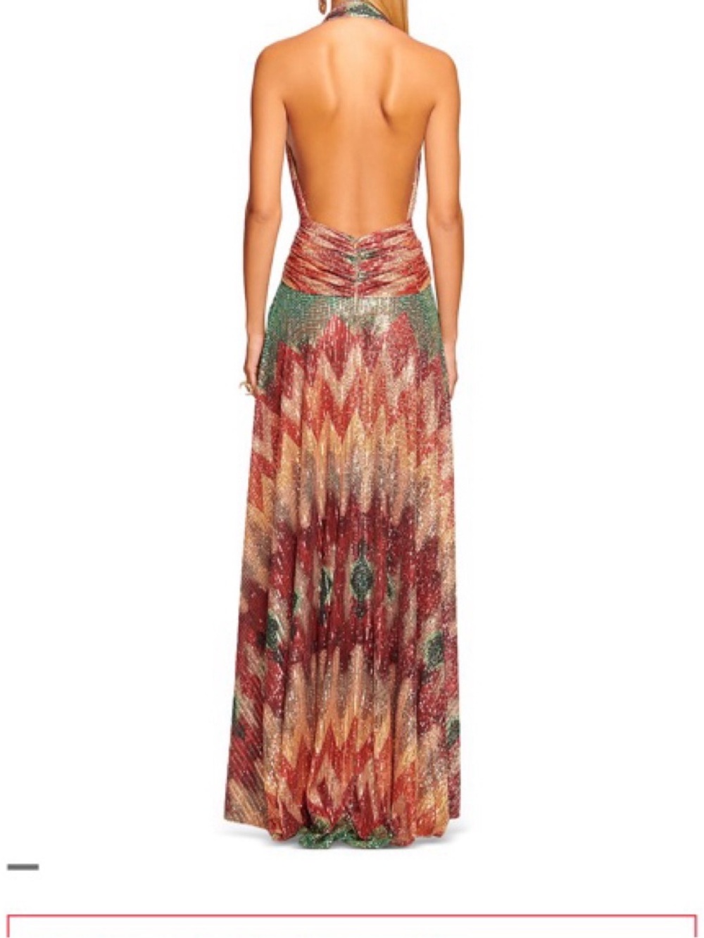 Ramy Brook Reyna Rust and Gold Plunging Halter Zigzag Maxi Dress - Picture 4 of 7